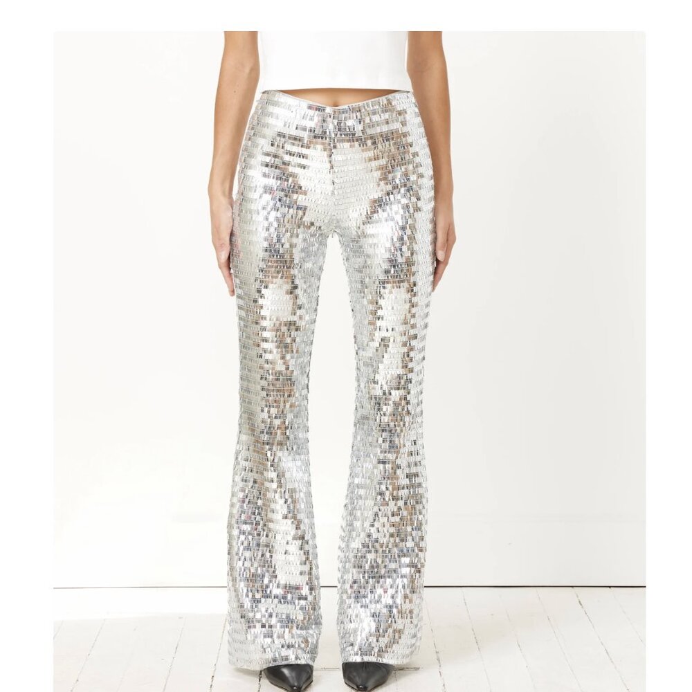NWT Simon Miller Silver Sequin Robo Flare Pants